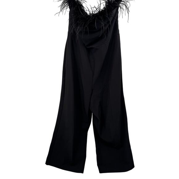 Sam Edelman Women's Black Strapless Feather-Trim Jumpsuit Size 14 Party Cocktail - Picture 6 of 13
